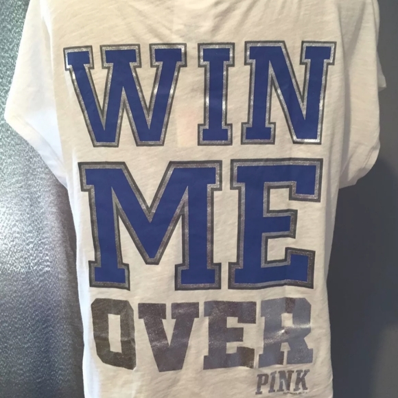 VS Victoria Secret PINK Off The Shoulder LIMITED EDITION NFL Bling Tee M L Top - Picture 12 of 16